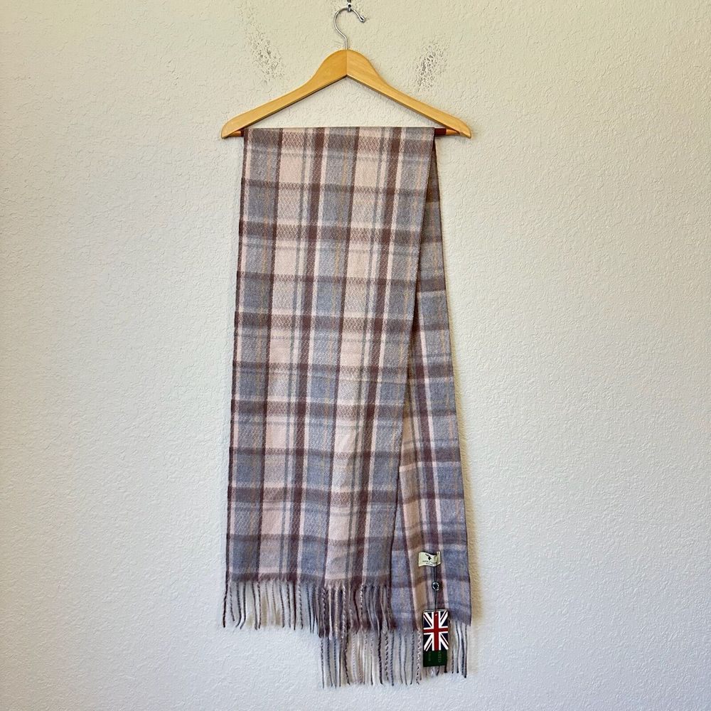 NWT HOUSE OF TWEED Scotland Multicolor Plaid Rectangle Scarf Fringes Unisex